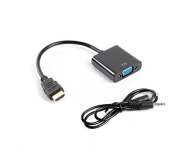 Lanberg Adapter HDMI-A(M) -> VGA(F) + audio na kablu (AD-0017-BK) - 1376626 - zdjęcie 1